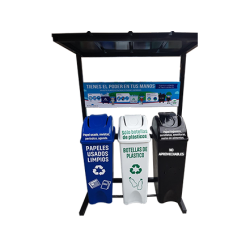 PUNTO ECOLÓGICO X3 TACHOS MODELO ELEGANTE CON TECHO (A PEDIDO)